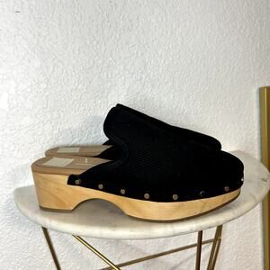 Dolce Vita Closen Nubuck Cord Studded Clogs Mule Wood Womens Size 7.5 Black